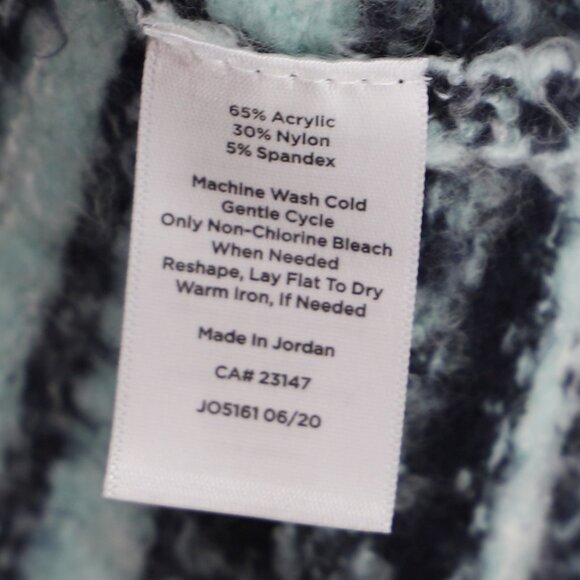 TALBOTS Fair Isle Open Front Cardigan Fuzzy Blue Black Stripes Size XLp - Picture 7 of 7